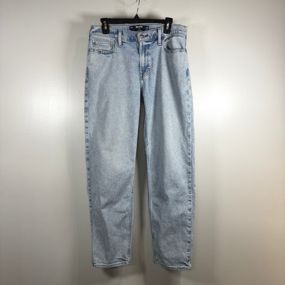 Hollister Epic Flex Loose Fit Jeans Men's 30x32 Light Wash Blue Frayed Waist